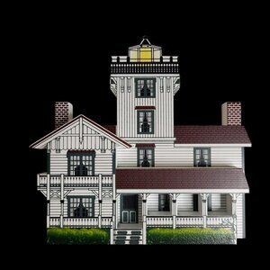 Vtg 1995 Sheila's Point Fermin Lighthouse California Wood Shelf-Sitter Decor